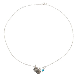 Sterling Silver Soccer Ball Initial M December Birthstone Necklace 18 Inches