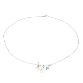 Sterling Silver Soccer Ball Initial M December Birthstone Necklace 18 Inches