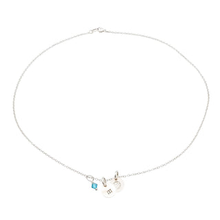 Sterling Silver Soccer Ball Initial M December Birthstone Necklace 18 Inches