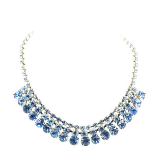 Vintage Ice Blue Crystal Demi-Parure Necklace and Earrings Set