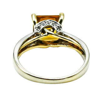 14k White & Yellow Gold Madeira Citrine And Diamonds Engagement Ring Size 7.25