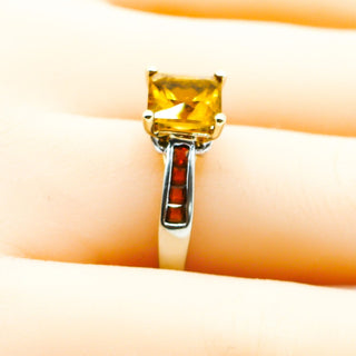 14k White & Yellow Gold Madeira Citrine And Diamonds Engagement Ring Size 7.25
