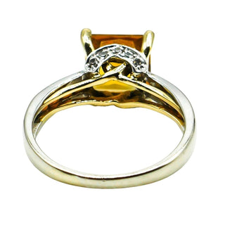 14k White & Yellow Gold Madeira Citrine And Diamonds Engagement Ring Size 7.25