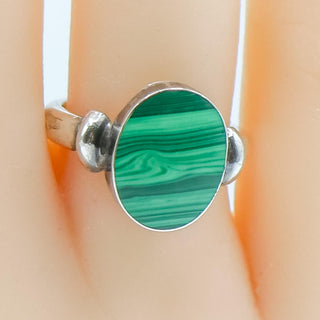 Vintage Sterling Silver Malachite Ring Size 7