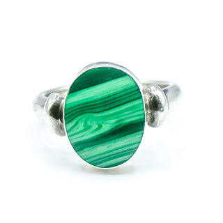 Vintage Sterling Silver Malachite Ring Size 7