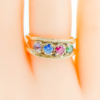 Vintage Gleamlight 14K Gold Mother's Ring With Multiple Gemstones Size 7.5