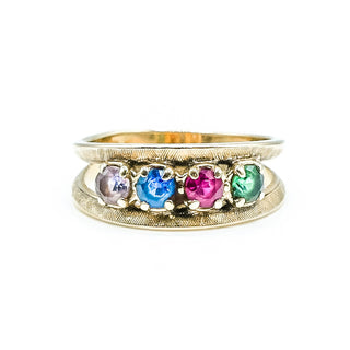 Vintage Gleamlight 14K Gold Mother's Ring With Multiple Gemstones Size 7.5