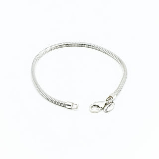 Sterling Silver Snake Chain Charm Bracelet 7.5 Inches