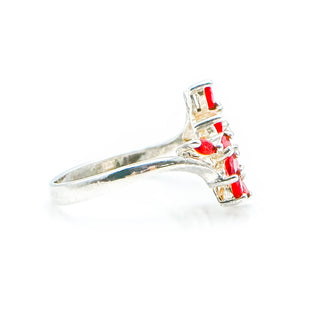 Sterling Silver Red CZ Adjustable  Ring Size 9