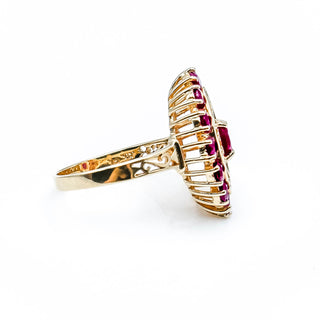 Vintage 14K Yellow Gold Natural Ruby Statement Ring Size 8