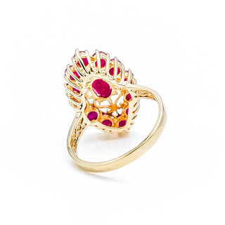 Vintage 14K Yellow Gold Natural Ruby Statement Ring Size 8