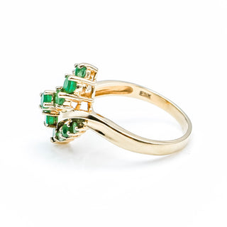 10k Yellow Gold Round Cut Emerald May Birthstone Ring Size 7.5