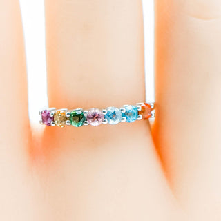 Sterling Silver Multi-Color Topaz Ring Size 7