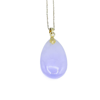 14K Gold Lavender Jadeite Pendant with 20 Inch Gold Necklace