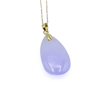 14K Gold Lavender Jadeite Pendant with 20 Inch Gold Necklace