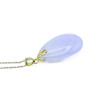 14K Gold Lavender Jadeite Pendant with 20 Inch Gold Necklace