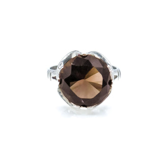 Vintage Smokey Quartz Silver Solitaire Ring Size 5.75 Mexico