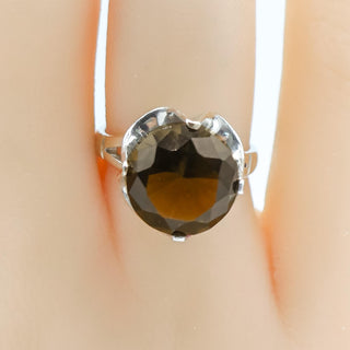 Vintage Smokey Quartz Silver Solitaire Ring Size 5.75 Mexico