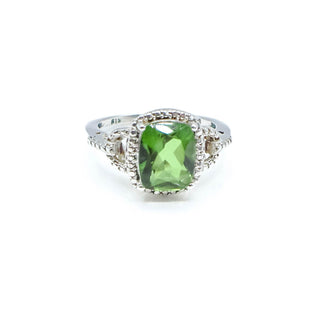 Sterling Silver Peridot August Birthday Solitaire Ring Size 7