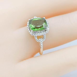 Sterling Silver Peridot August Birthday Solitaire Ring Size 7