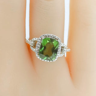 Sterling Silver Peridot August Birthday Solitaire Ring Size 7