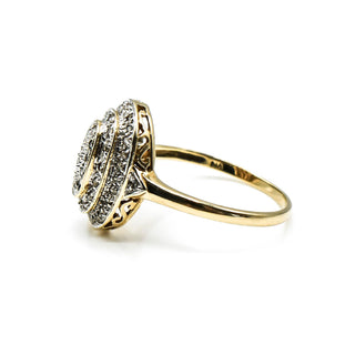 Vintage 9k Yellow Gold Diamond Dome Ring Size 8