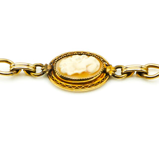 Vintage 1/20 12K Yellow Gold Filled Cameo Bracelet Size 7.5 Inches