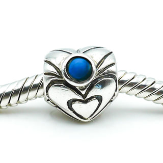 CHAMILIA December Birthstone Sterling Silver Heart Charm With Turquoise
