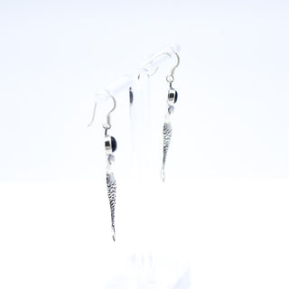 Vintage Mermaid Dangle Earrings With Black Tourmaline in Sterling Silver