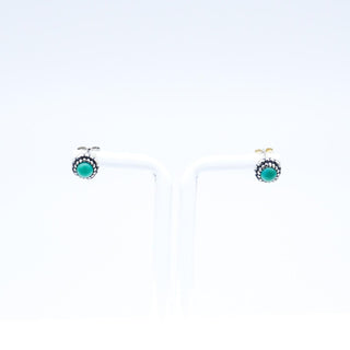 PANDORA May Blooms Sterling Silver Stud Earrings With Chrysoprase