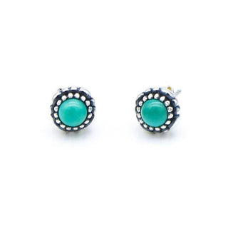 PANDORA May Blooms Sterling Silver Stud Earrings With Chrysoprase