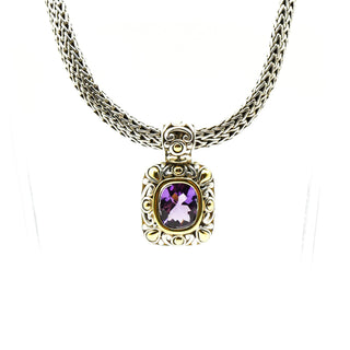 JOHN HARDY Amethyst Pendant Necklace in Sterling Silver And 18K Gold