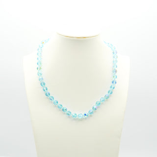 Vintage Sky Blue Aurora Borealis Crystal Necklace And Brooch Set
