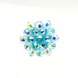 Vintage Sky Blue Aurora Borealis Crystal Necklace And Brooch Set