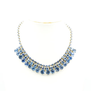 Vintage Ice Blue Crystal Demi-Parure Necklace and Earrings Set