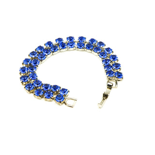 Vintage Royal Blue Rhinestone Parure Necklace, Bracelet and Earrings