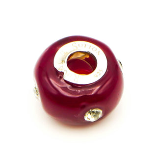 RHONA SUTTON Red Painted Glass Bead Sterling Silver Charm