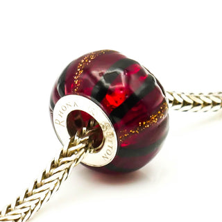 RHONA SUTTON Red Painted Glass Bead Sterling Silver Charm