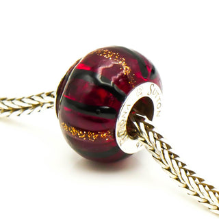 RHONA SUTTON Red Painted Glass Bead Sterling Silver Charm