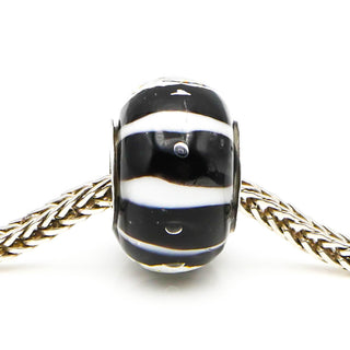 RHONA SUTTON Black And White Glass Bead Sterling Silver Charm