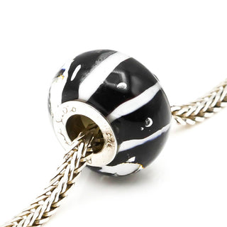 RHONA SUTTON Black And White Glass Bead Sterling Silver Charm