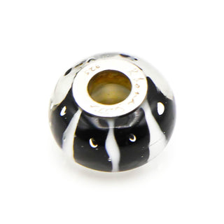 RHONA SUTTON Black And White Glass Bead Sterling Silver Charm