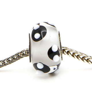 RHONA SUTTON Black And White Painted Glass Bead Sterling Silver Charm