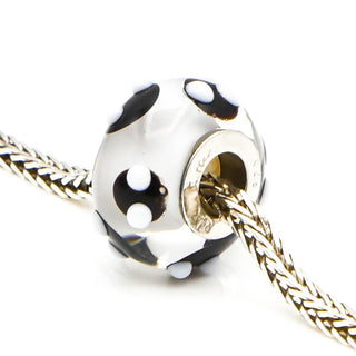 RHONA SUTTON Black And White Painted Glass Bead Sterling Silver Charm