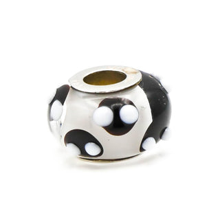 RHONA SUTTON Black And White Painted Glass Bead Sterling Silver Charm