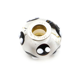 RHONA SUTTON Black And White Painted Glass Bead Sterling Silver Charm