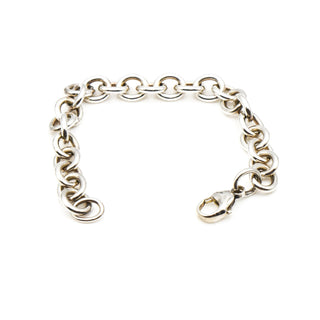 Sterling Silver Link Charm Bracelet With Lobster Clasp 7.5 Inches