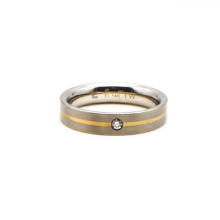 Titanium And 14k Gold Satin Finish Wedding Band Ring