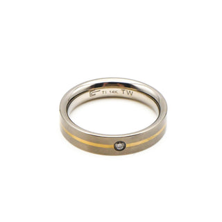 Titanium And 14k Gold Satin Finish Wedding Band Ring