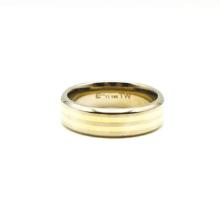 Men's Titanium And 14k Gold Satin Finish Wedding Band Ring Size 12